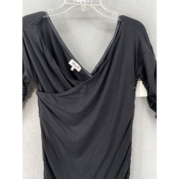 Baum und Pferdgarten Dress Sz Medium Black Ruched Bodycon Midi Jelisa Stretch - Picture 3 of 13